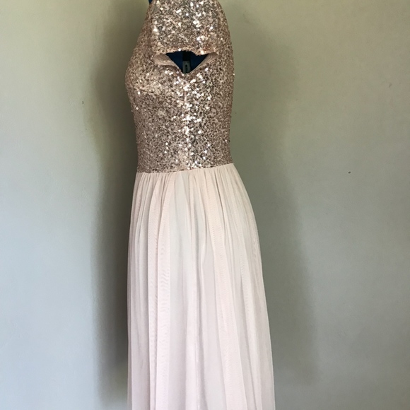 Marina Pink Rose Gold Sequin Dress Tulle Skirt Size 10 Party Holiday - Picture 5 of 8